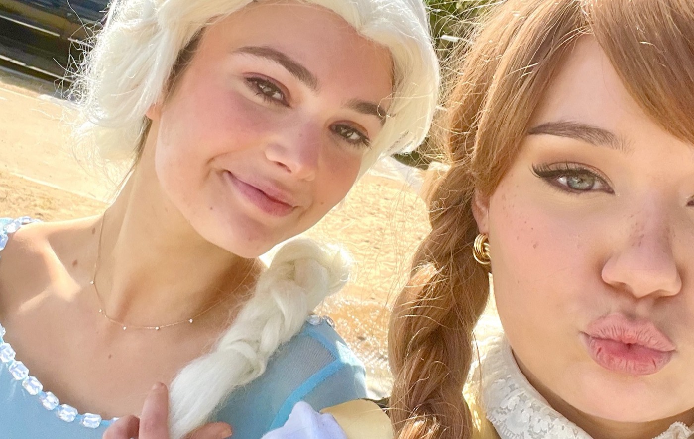 Indigo and Bridget in costume