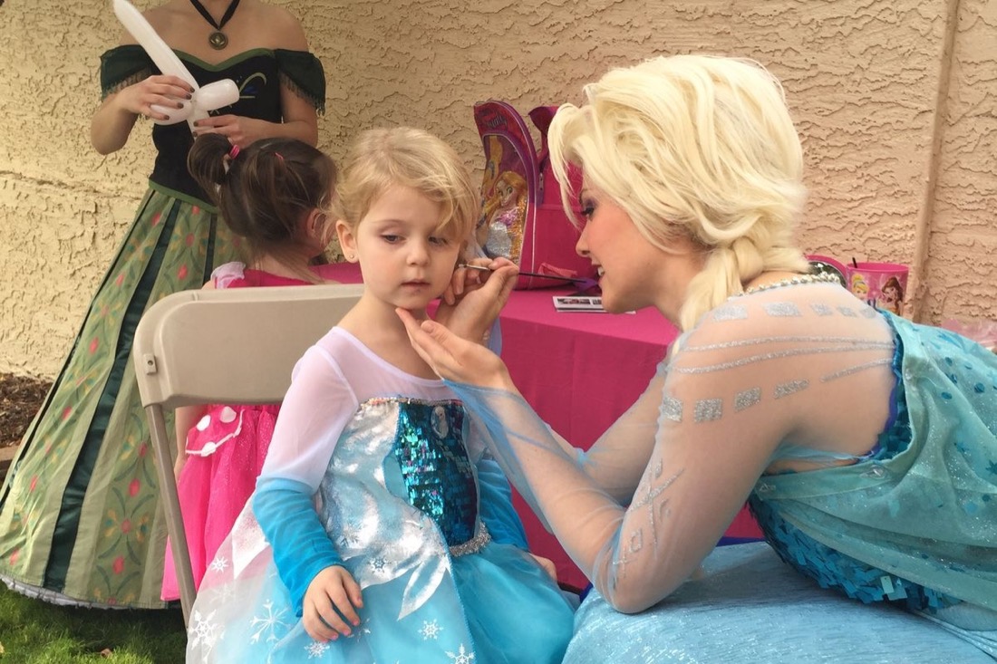 Polished Parties ice sisters entertainers face painting at a themed party